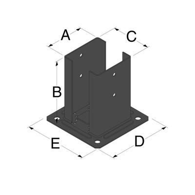 PIED POTEAU CLAUSTRA 70X70 PEINT +FIXATION NOIR